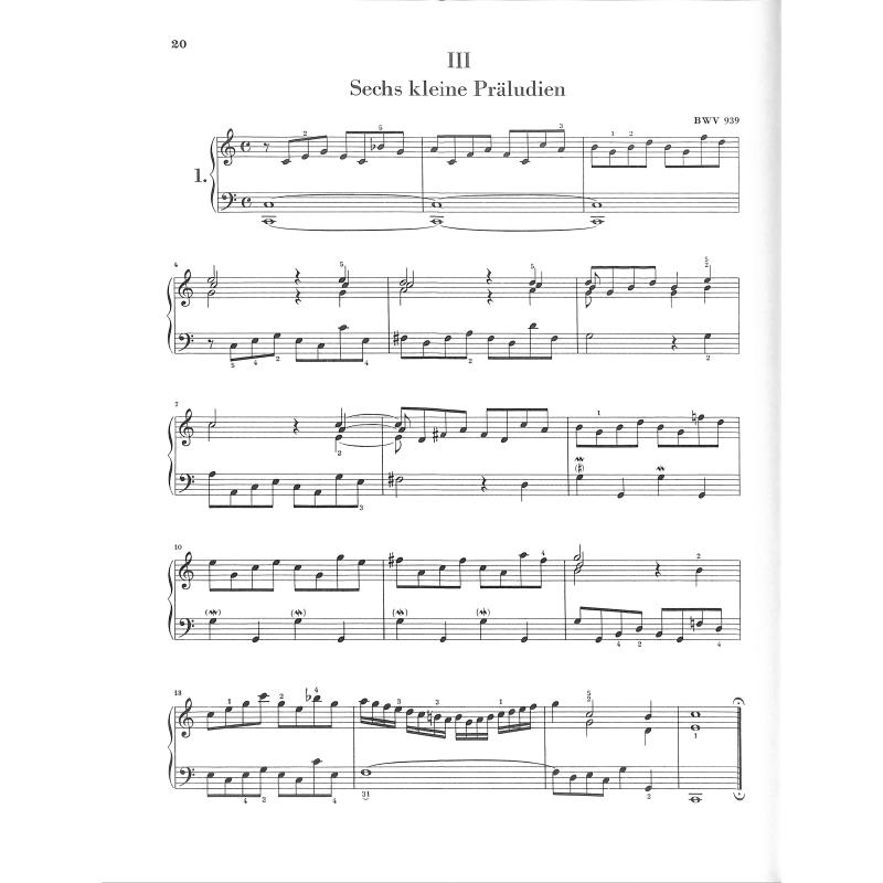 für Klavier Kleine Präludien und Fughetten HN 106 Bach Urtext