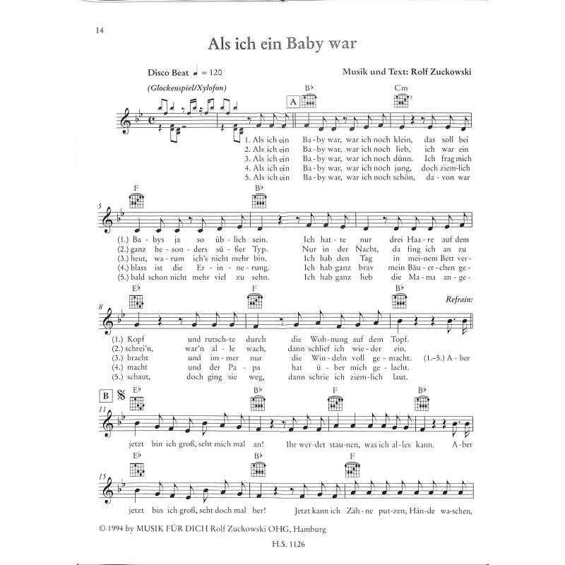 Du Brauchst Ein Lied Von Zuckowski Rolf Sik 1126 Noten