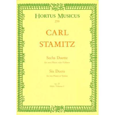 9790006004966 - Carl Stamitz - GEBRAUCHT Sechs Duette für 2 Flöten oder Violinen op 27 Heft 1 Six Duets for 2 Flutes or Violins op 27 1 - Preis vom 02062023 050629 h