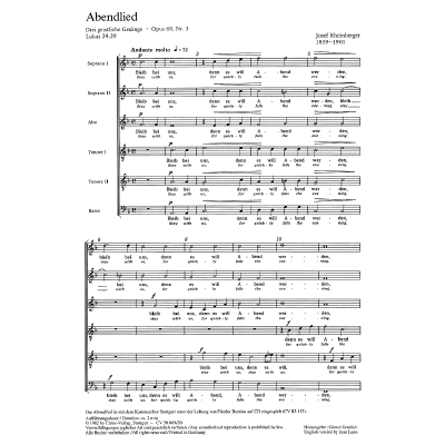 9790007079321 - Abendlied op 69 3 (3 geistliche Gesänge)