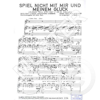 Spiel nicht mit mir und meinem Glück Notenbuch.de