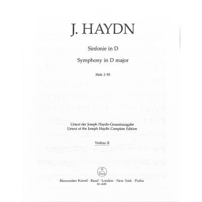 9790006533800 - Sinfonie 93 D-Dur Hob 1 93 9790006533800 - Sinfonie 93 D-Dur Hob 1 93