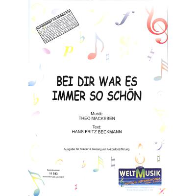 Bei dir war es immer so schön Notenbuch.de