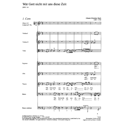 9790007093013 - Kantate 14 Wär Gott nicht mit uns diese Zeit BWV 14 9790007093013 - Kantate 14 Wär Gott nicht mit uns diese Zeit BWV 14