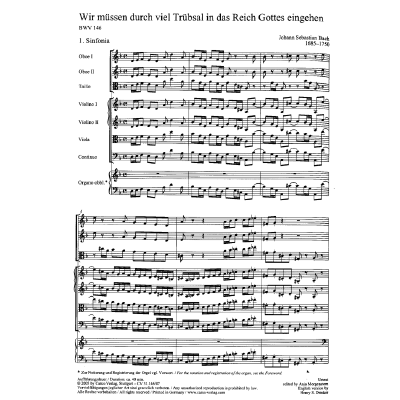 9790007092467 - Kantate 146 Wir müssen durch viel Trübsal BWV 146 9790007092467 - Kantate 146 Wir müssen durch viel Trübsal BWV 146