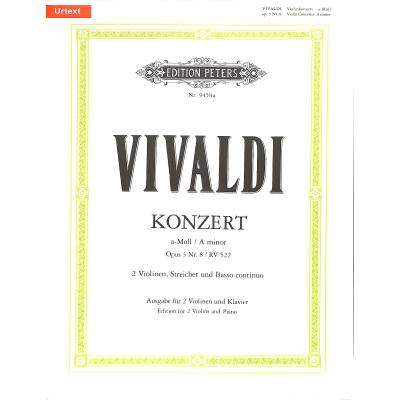 9790014107857 - Konzert für 2 Violinen Streicher und Basso continuo a-Moll op38 RV 522 Klavierpartitur und Violinstimmen - Antonio Vivaldi Geheftet