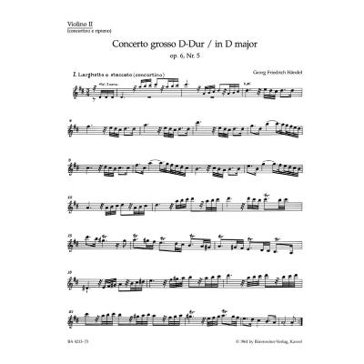 9790006445721 - Concerto grosso D-Dur op 6 5 HWV 323