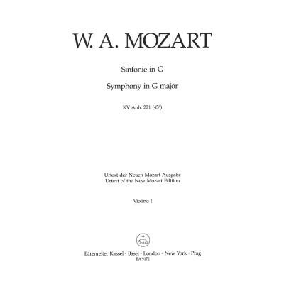 9790006528516 - Sinfonie G-Dur KV Anh 221 (45a) (frühe + späte Fassung)