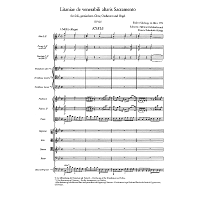 9790007007584 - Litaniae de venerabili altaris sacramento B-Dur KV 125