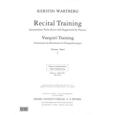 9790014110543 - Recital training   Vorspiel Training 1