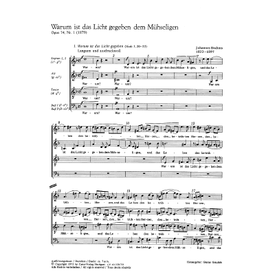 9790007062385 - Warum ist das Licht gegeben dem Mühseligen op 74 1