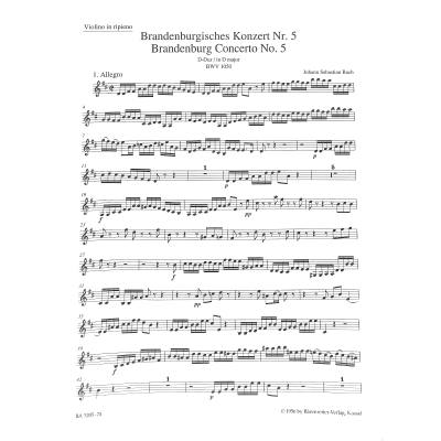 9790006504954 - Brandenburgisches Konzert 5 D-Dur BWV 1050 + 1050a