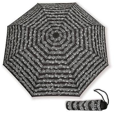 9120016970515 - Regenschirm umbrella mit Noten Farbe schwarz   weiß incl Hülle Vienna World