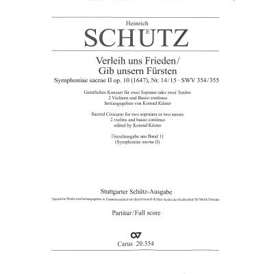 9790007143749 - Verleih uns Frieden SWV 354 | Gib unsern Fürsten SWV 355 9790007143749 - Verleih uns Frieden SWV 354 | Gib unsern Fürsten SWV 355
