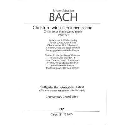 9790007186302 - Kantate 121 Christum wir sollen loben schon BWV 121