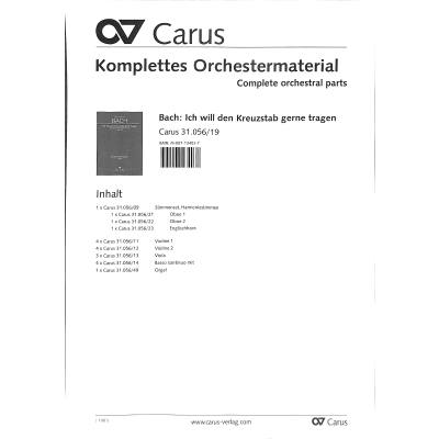 9790007134037 - Kantate 56 Ich will den Kreuzstab gerne tragen BWV 56 9790007134037 - Kantate 56 Ich will den Kreuzstab gerne tragen BWV 56