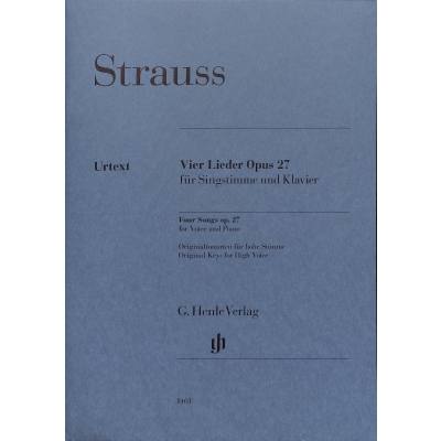 9790201814612 - G Henle Urtext-Ausgabe   Richard Strauss - Vier Lieder op 27 Kartoniert (TB)