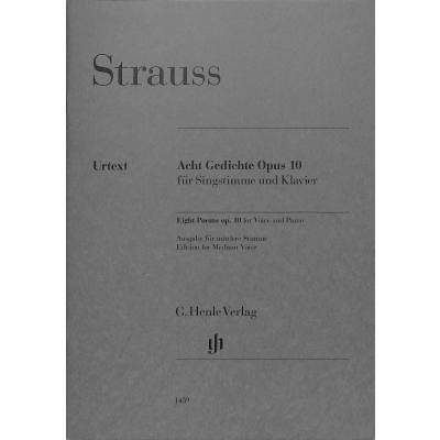 9790201814599 - G Henle Urtext-Ausgabe   Richard Strauss - Acht Gedichte op 10 Kartoniert (TB)