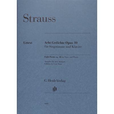 9790201814605 - G Henle Urtext-Ausgabe   Richard Strauss - Acht Gedichte op 10 Kartoniert (TB)