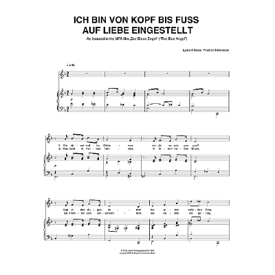 Ich Bin Von Kopf Bis Fuss Auf Liebe Eingestellt Friedrich Hollaender