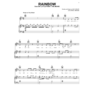 Rainbow from My Little Pony Sia - Notenbuch.de