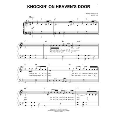 Knockin On Heavens Door Bob Dylan Notenbuch De