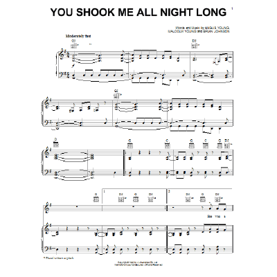 You Shook Me All Night Long ACDC - Notenbuch.de