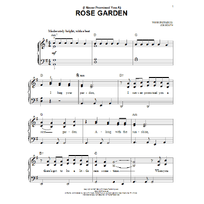I Never Promised You A Rose Garden Lynn Anderson Notenbuch De