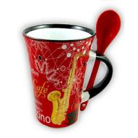 Cappuccino Tasse Saxophon mit Lffel