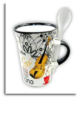 Cappuccino Tasse Geige mit Löffel