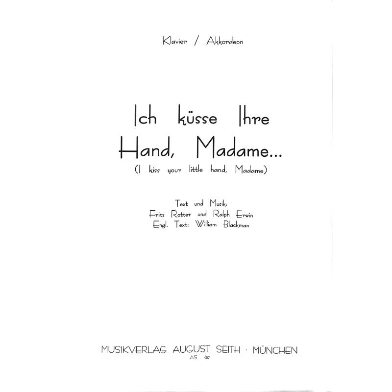 Titelbild für AS 817 - ICH KUESSE IHRE HAND MADAME
