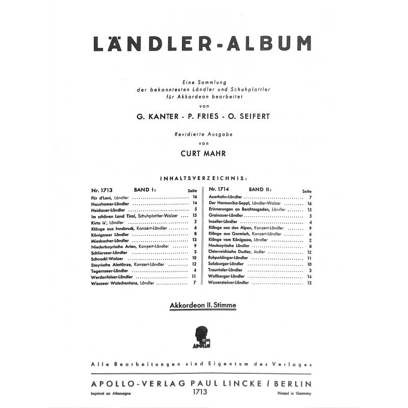 Titelbild für AV 1713-01 - LAENDLER ALBUM 1