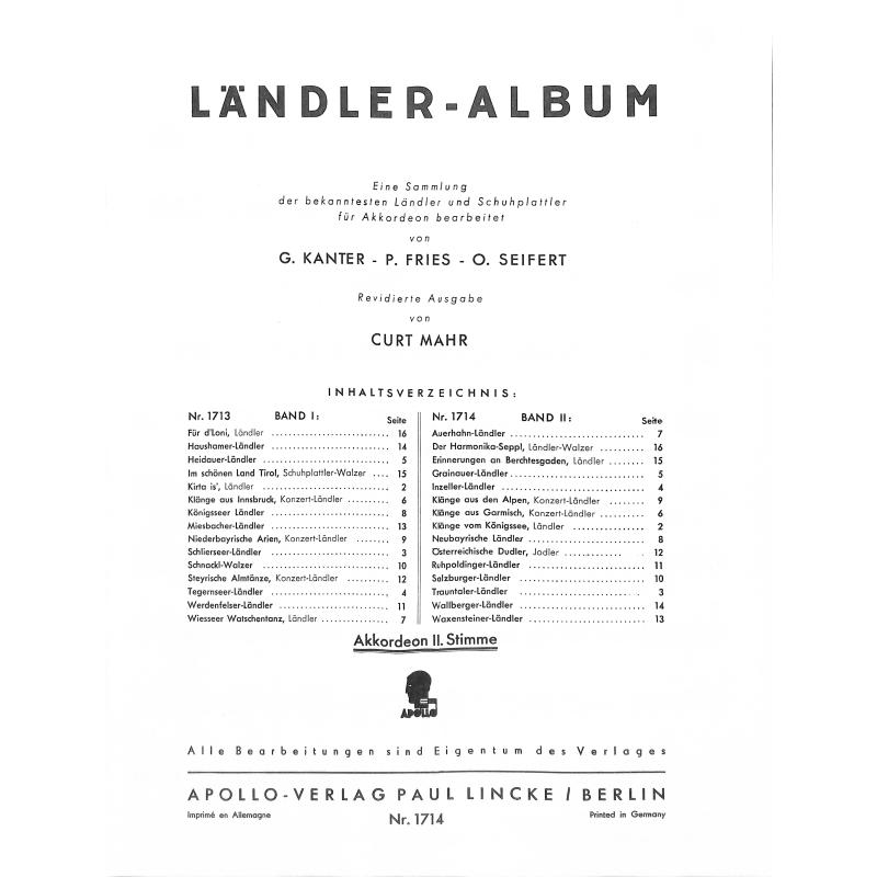 Titelbild für AV 1714-01 - LAENDLER ALBUM 2