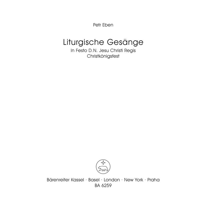 Titelbild für BA 6259 - LITURGISCHE GESAENGE