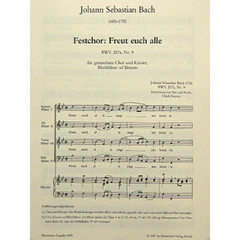 Titelbild für BA 6905 - FREUT EUCH ALLE BWV 207A NR 9