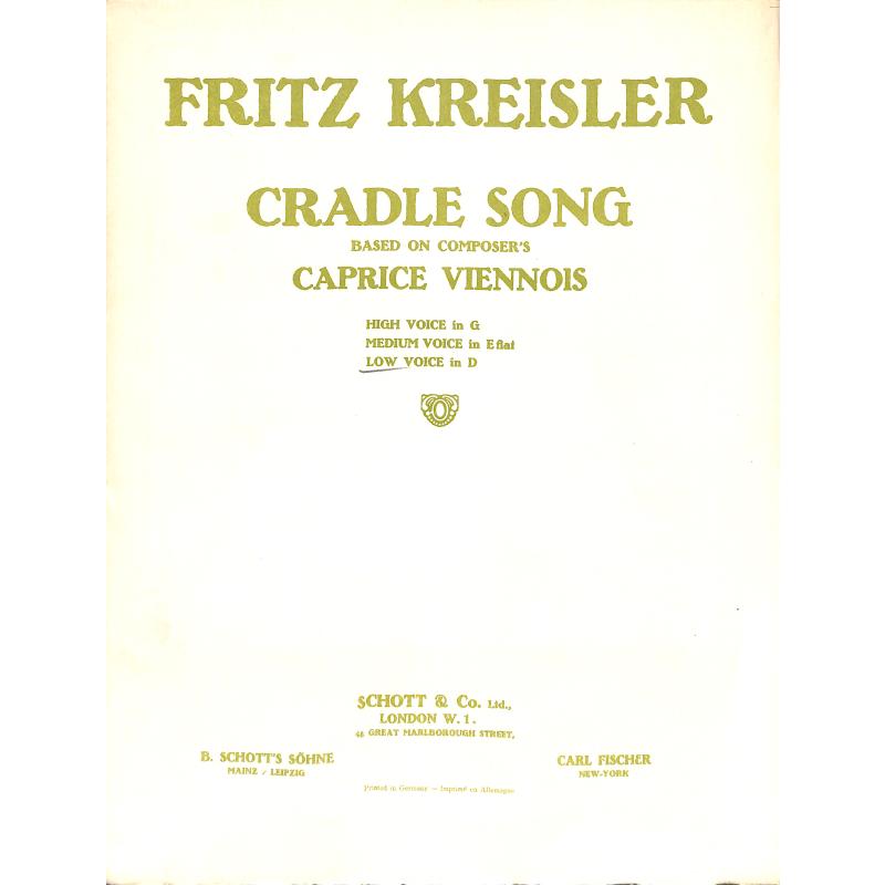 Titelbild für BSS 30666-03 - CRADLE SONG (CAPRICE VIENNOIS) D-DUR