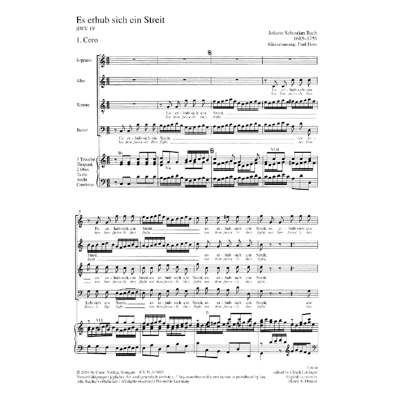 Notenbild für CARUS 31019-03 - KANTATE 19 ES ERHUB SICH EIN STREIT BWV 19