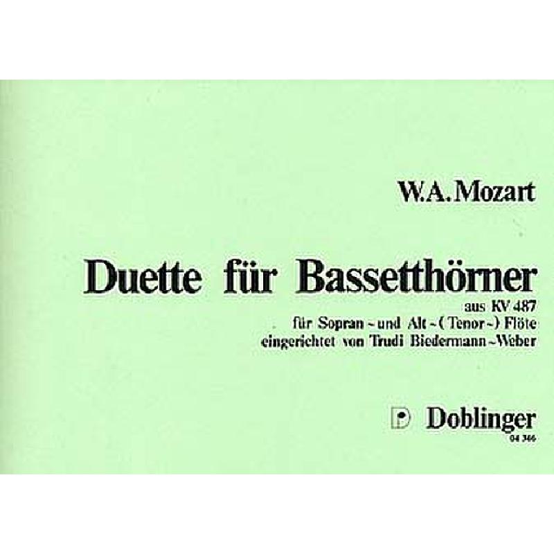 Titelbild für DO 04346 - DUETTE FUER BASSETTHOERNER KV 487