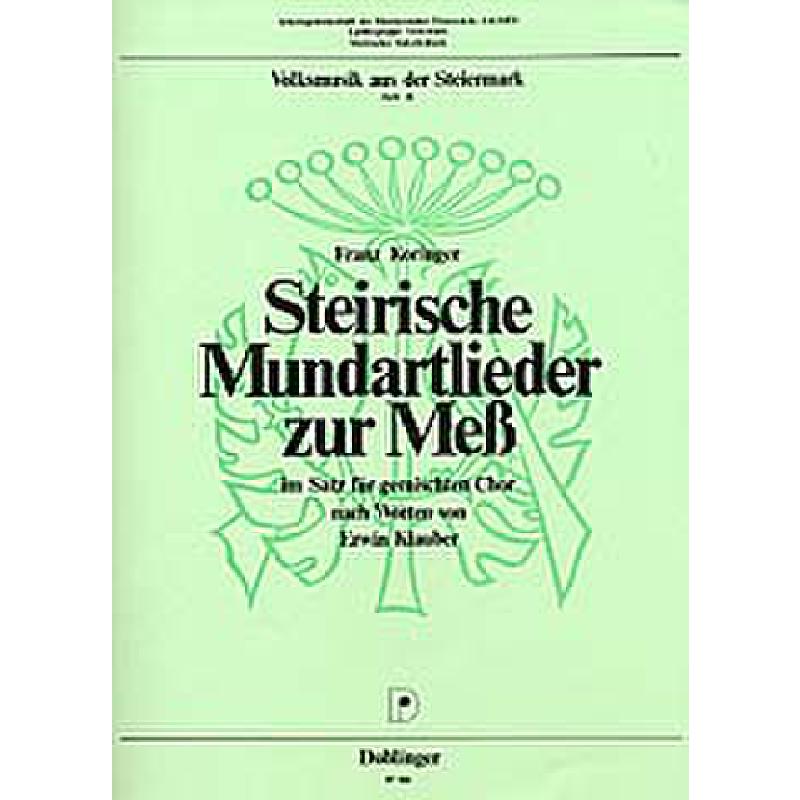 Titelbild für DO 07581 - STEIRISCHE MUNDARTLIEDER ZUR ME