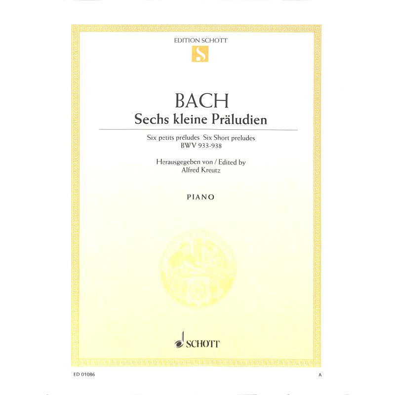 Titelbild für ED 01086 - 6 KLEINE PRAELUDIEN (BWV 933 - 938)