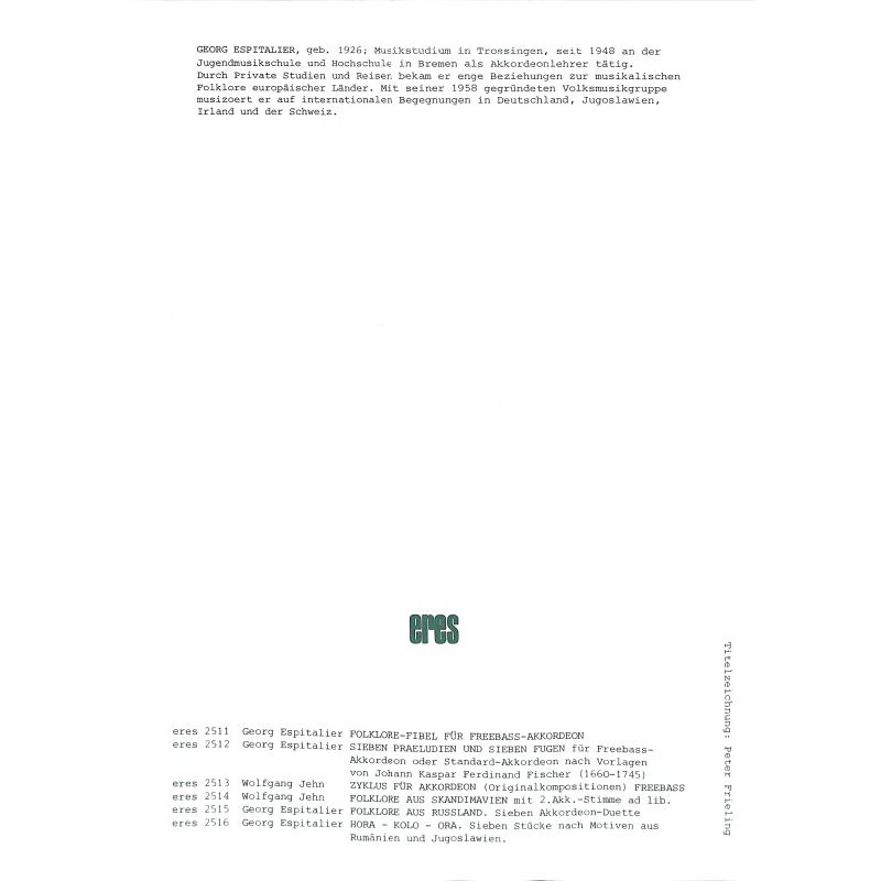 Notenbild für ERES 2512 - 7 PRAELUDIEN + 7 FUGEN
