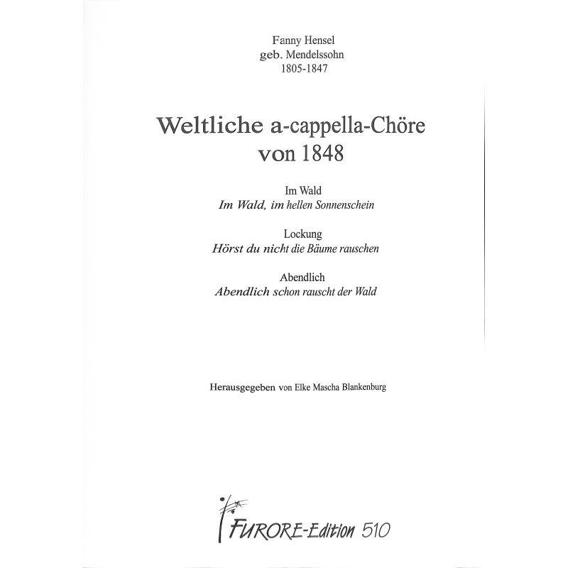 Titelbild für FUE 510 - WELTLICHE A CAPPELLA CHOERE 1