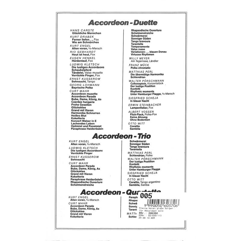 Notenbild für FWF 639 - KLEINE NOTEN - GROSSE SORGEN