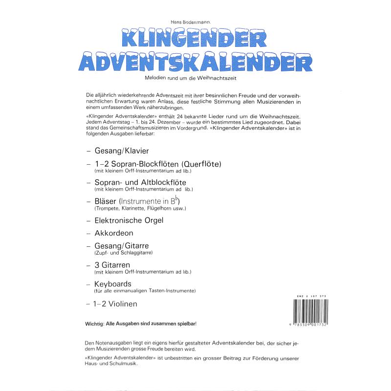 Notenbild für EMZ 2107373 - KLINGENDER ADVENTSKALENDER
