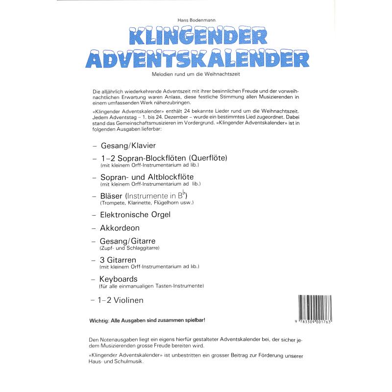 Notenbild für EMZ 2107376 - KLINGENDER ADVENTSKALENDER