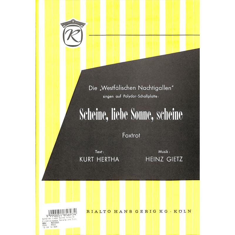 Titelbild für HGR 922 - SCHEINE LIEBE SONNE SCHEINE