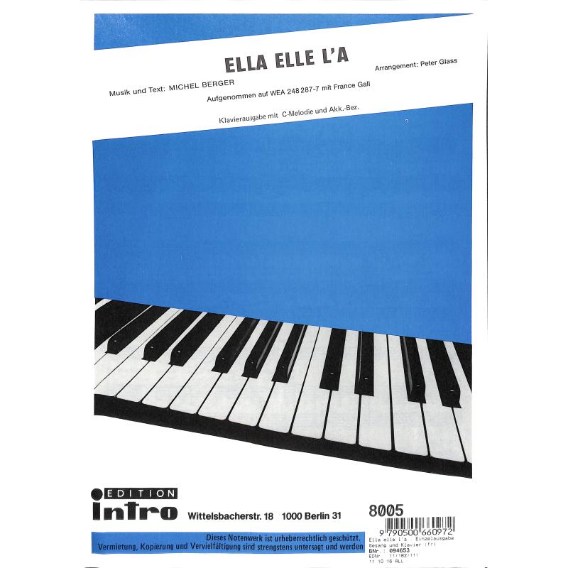 Titelbild für INTRO 11182111 - ELLA ELLE L'A