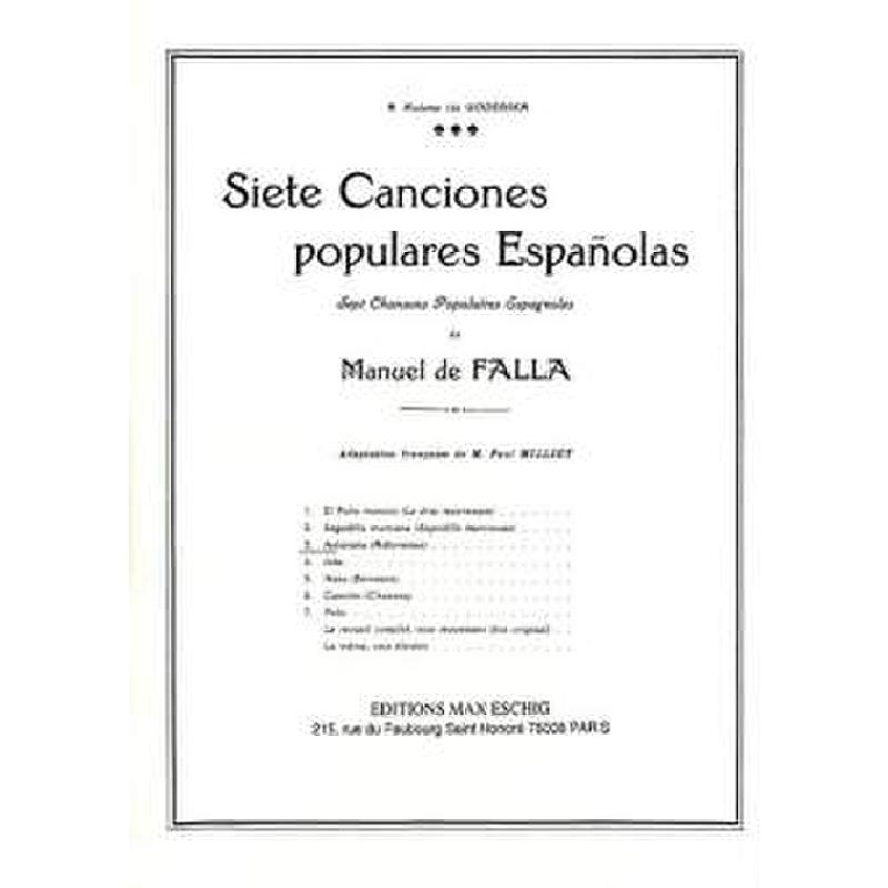 Titelbild für ME 704 - ASTURIANA (7 CANCIONES POPULARES ESPANOLAS 3)