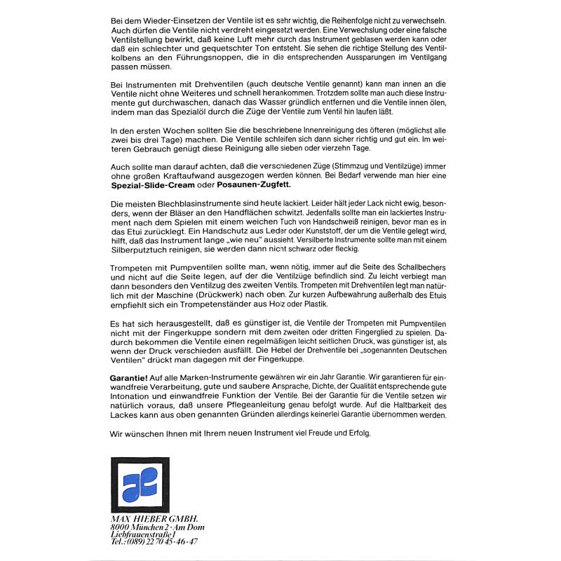 Notenbild für MH 0033 - GRIFFTABELLE TROMPETE