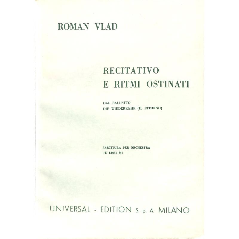 Titelbild für UE 13252 - RECITATIVO E RITMI OSTINATI